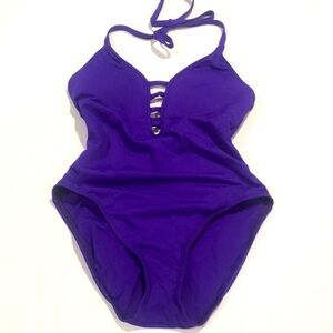 La Blanca purple one piece swimsuit size 6 tummy control halter purple, New